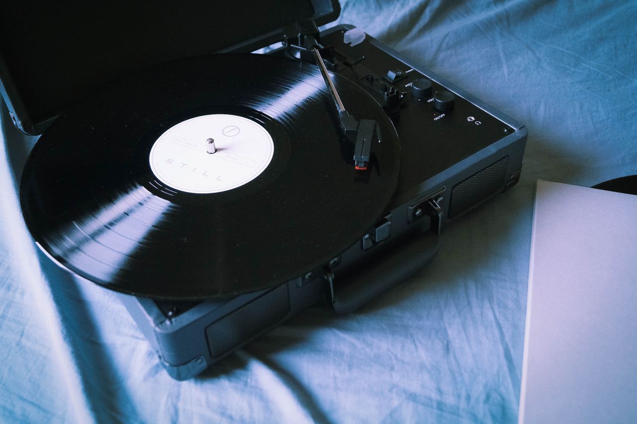 Turntable playing a vinyl record